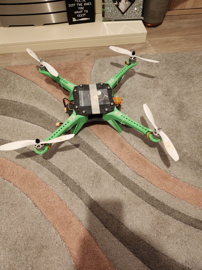 large scale drone in the middle of completion with electronics build log