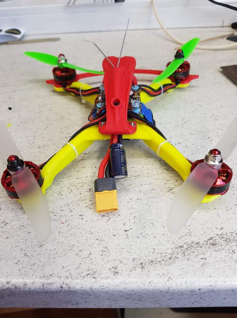 This is my third printing project- a racing drone. Here you can see it completed.