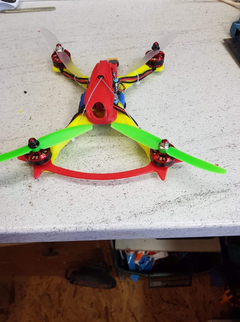 This is my third printing project- a racing drone. Here you can see it completed.