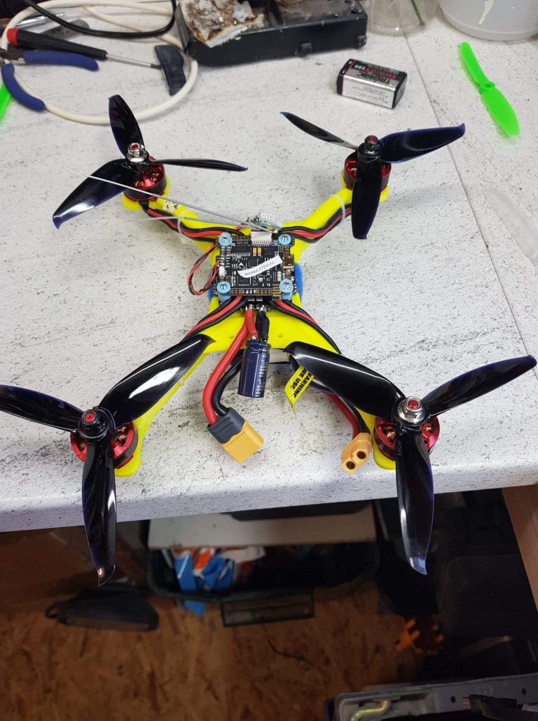 This is my third printing project - a racing drone being fitted with electronics